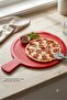 1 Piece Unbreakable Melamine Pizza and Presentation Plate with Handle 33 cm - Red
