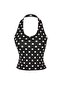 Siyah Puantiyeli Fitted/Vücuda Oturan Halter Yaka Kolsuz Crop/Kısa Esnek Örme Bluz TWOSS26BZ00929 - 5
