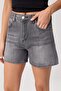 Anthracite High Waist City Boy 100% Cotton Denim Shorts Twoss26Sr00261 - 3