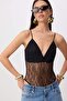 Siyah Askılı Çıtçıtlı Dantel Party Body TPRSS26BD00021 - 3