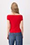 Kırmızı Fitted/Vücuda Oturan Carmen Yaka Kolsuz Esnek Örme Bluz TWOSS26BZ00788 - 4
