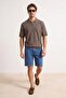 Blue Regular Fit Pipe Leg Flexible Men's Denim Shorts & Bermuda Tmnss26Sr00033 - 2