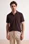 Kahverengi Regular/Normal Kesim Yumuşak Dokulu İnterlok Polo Yaka T-shirt TMNSS26PO00034 - 3