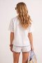 White Woven Mini Embroidery Detailed 100% Cotton Beach Shirt Shorts Set Tbess26Au00067 - 5