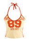 Sarı Slogan Fitted Boyundan Bağlamalı Kolsuz Crop Pamuklu Esnek Örme Atlet TWOSS26AL00146 - 9