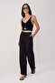 Özel Koleksiyon Siyah Wide Leg/Geniş Paça Dokuma Pantolon TWOSS26PL00057 - 2