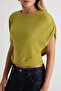 Yağ Yeşil Fitted Pelerinli Bisiklet Yaka Düşük Kol Crop Sandy Örme Bluz TWOAW27BZ00093 - 3