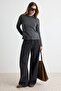 Anthracite Wool Polo Collar Soft Textured Knitwear Sweater Twoaw27Kz00073 - 2