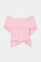 Pink Carmen Collar Slim Fit Metal Accessory Blouse Tdrss26Bz00124 - 5