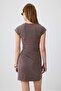 Kahverengi Düz Bodycon Bisiklet Yaka Reglan Kol Süper Mini Modal Örme Elbise TWOSS26EL01181 - 4