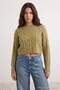 Mint Soft Textured Crew Neck Low Sleeve Super Crop Knitwear Sweater Twoaw27Kz00012 - 2