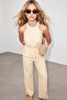 Yellow Beli Slim Belted and Elastic Wide Cut Blouse with Pants Two-Piece Set Tdrss26Au00057 - 2