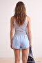 Blue Flat Waist Wide Leg Short 2 Thread Non-Threaded Knitted Shorts & Bermuda Twoss26Sr00301 - 9
