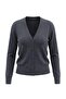 Wardrobe Essentials Antrasit Yünlü V Yaka Vatkalı Oversize Triko Hırka TWOAW27HI00144 - 6