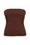 Kahverengi-Bej 2'Li Paket Fitted Crop Esnek Örme Bluz TBBSS26AF00083 - 8