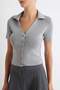 بلوزة أساسية مخططة باللون الرمادي*001-Grey Double Pack Striped Basic Blouse TWOSS26BZ00284 - 3