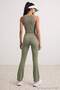Haki Fırçalı Soft Kumaş Flare/İspanyol Paça Örme Spor Tayt THMSS26TY00016 - 3