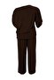 Brown Woven Plus Size Top and Bottom Set - 7