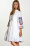 Women's White Judge Collar Embroidered Tassel Detailed Lined Poplin Dress - 2