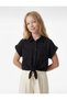 Crop Black Girls' Shirt with Tie Detail 6Skg60001Aw - 2