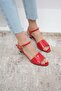 Pola Red Color Women's Short Heels Sandals - 2