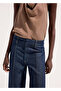 High Waisted Stitching Wideleg Jeans - 8