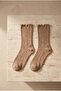 Women's Brown Ankle Ruffle Socks - 3