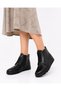 Women's Comfort Shoes Genuine Leather Crocodile Patent Leather-Black - 5