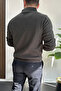 Men's Buttoned Polo Collar Sweater Anthracite Edw231 - 4