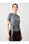 Anthracite Ruched Detail Crew Neck Knitted T-Shirt - 3