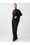 Black Relaxed Fit Wide-Leg Metal Button Woven Trousers
