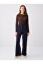 Acı Kahve Degaje Collar Long Sleeve Slim Fit Knitted Blouse - 2