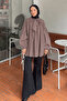 Collar Scarf Detailed Shirt Soft Brown - 2