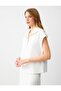 White Relaxed Cut Zippered Turtleneck Sleeveless Knitted Sweatshirt - 4