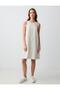 Stone 100% Linen Crew Neck Sleeveless Mini Dress - 3