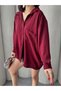 Women's Perla Burgundy Single Pocket Oversize Shirt, Wide Fit Shirt, Ayrobin Shirt - 3