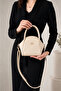 Beige Faux Leather Women's Hand and Shoulder Bag