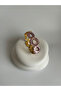 Pink Flower Detailed Zircon Stone Elastic Bracelet (2.5 cm) - 3