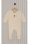 U.S. Polo Assn. Baby Girl Patterned Long Sleeve Jumpsuit with Booties 0-9 Months Cream