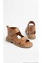 Women's Tan Color Genuine Leather Velcro Daily Sandals - 4