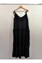 Long Scalloped Seersucker Black Dress - 6
