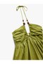 Cotton Beaded Detail Strappy Halter Neck Mini Beach Dress - 5