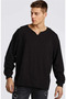 Men's White Long Sleeve Slit Collar Oversize T-Shirt Basic Relaxed Fit Top E5 20150 - 2