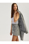 Mid Waist Normal Gray Women's Shorts 5Sal40001Md