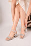 Women's Silver New Season Three Row Stone Sandals - 3