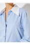 5Wak60086Pw 624 Blue Women's Woven Long Sleeve Shirt - 8