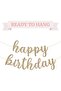 Gold Glitter Happy Birthday Banner, Pre-Assembled Script Garland, 6ft Party Decoration - 3