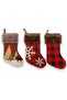 3-Pack Christmas Stockings 18 Inch, Classic Snowflake Tree Plaid Design for Holiday Decor - 6