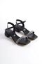 Thick Heeled Stone Women's Black Sandals Tr20My12A - 2