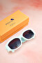 Uv400 Protection Yellow Detailed Women's Rectangular Sunglasses Water Green Plg-2084C6 - 2